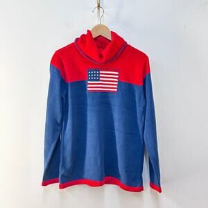 Stitches in Time American USA Flag Turtleneck Sweater Small Stars & Stripes NWT